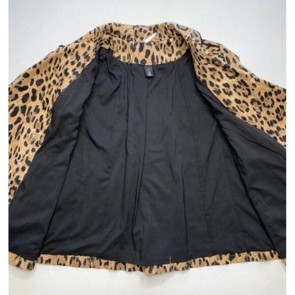 White House Black‎ Market Leopard Print Swing Trench Jacket Sz 10 - Picture 9 of 12